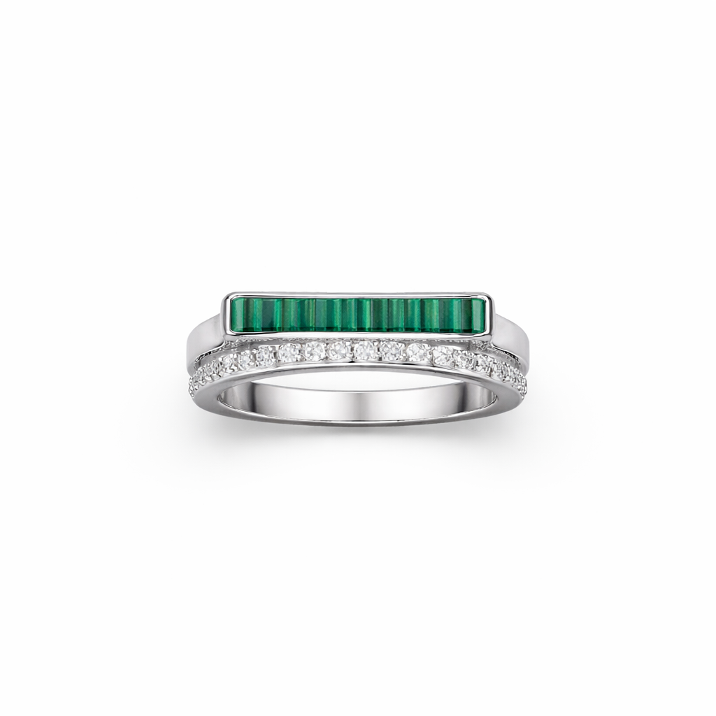 Silver Malachite Spark Ring