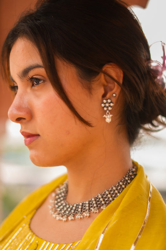 Virasat Intricate Jali Pearl Drop Choker Set