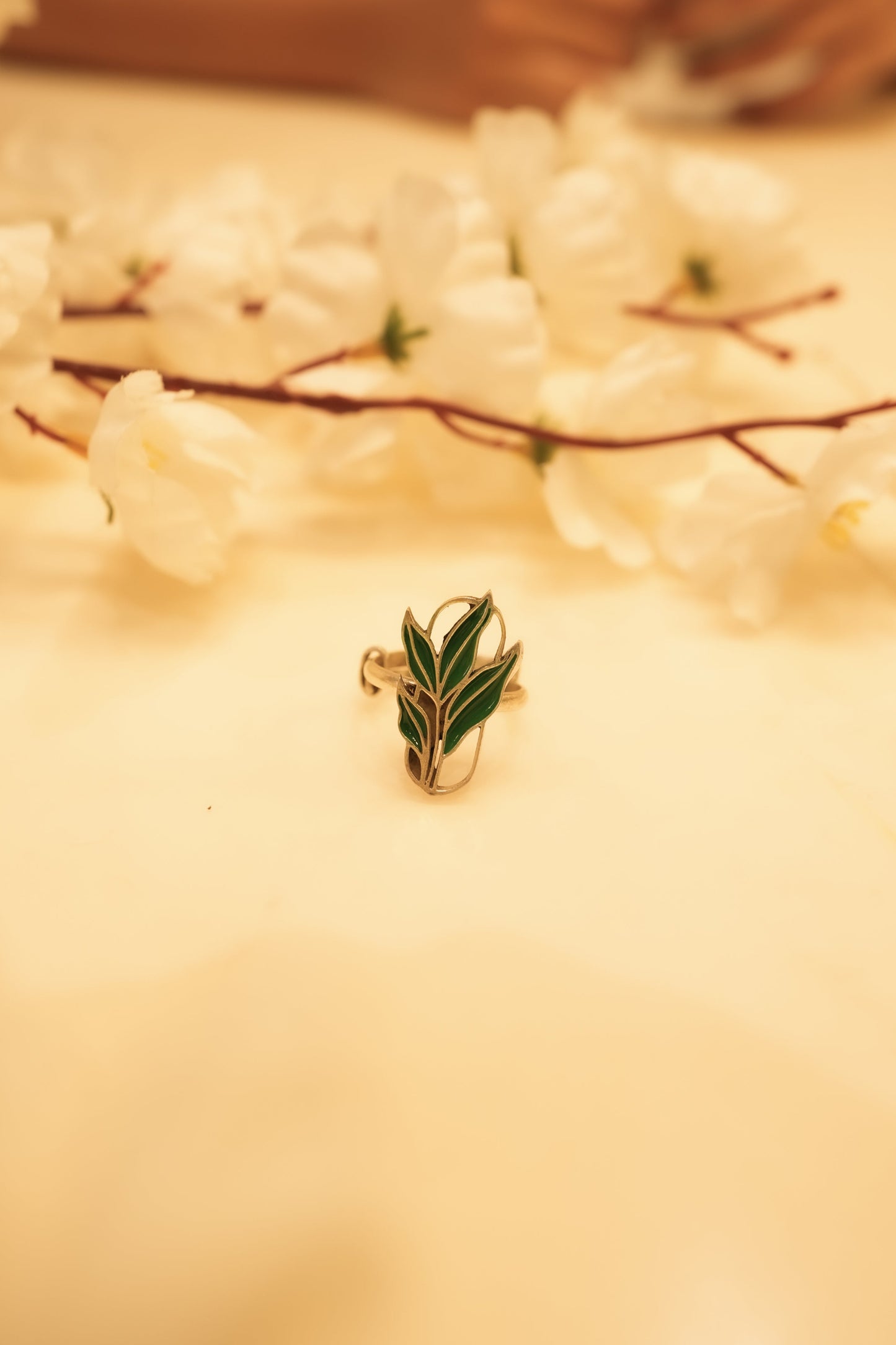 Aadhya Leaf Enamel Ring