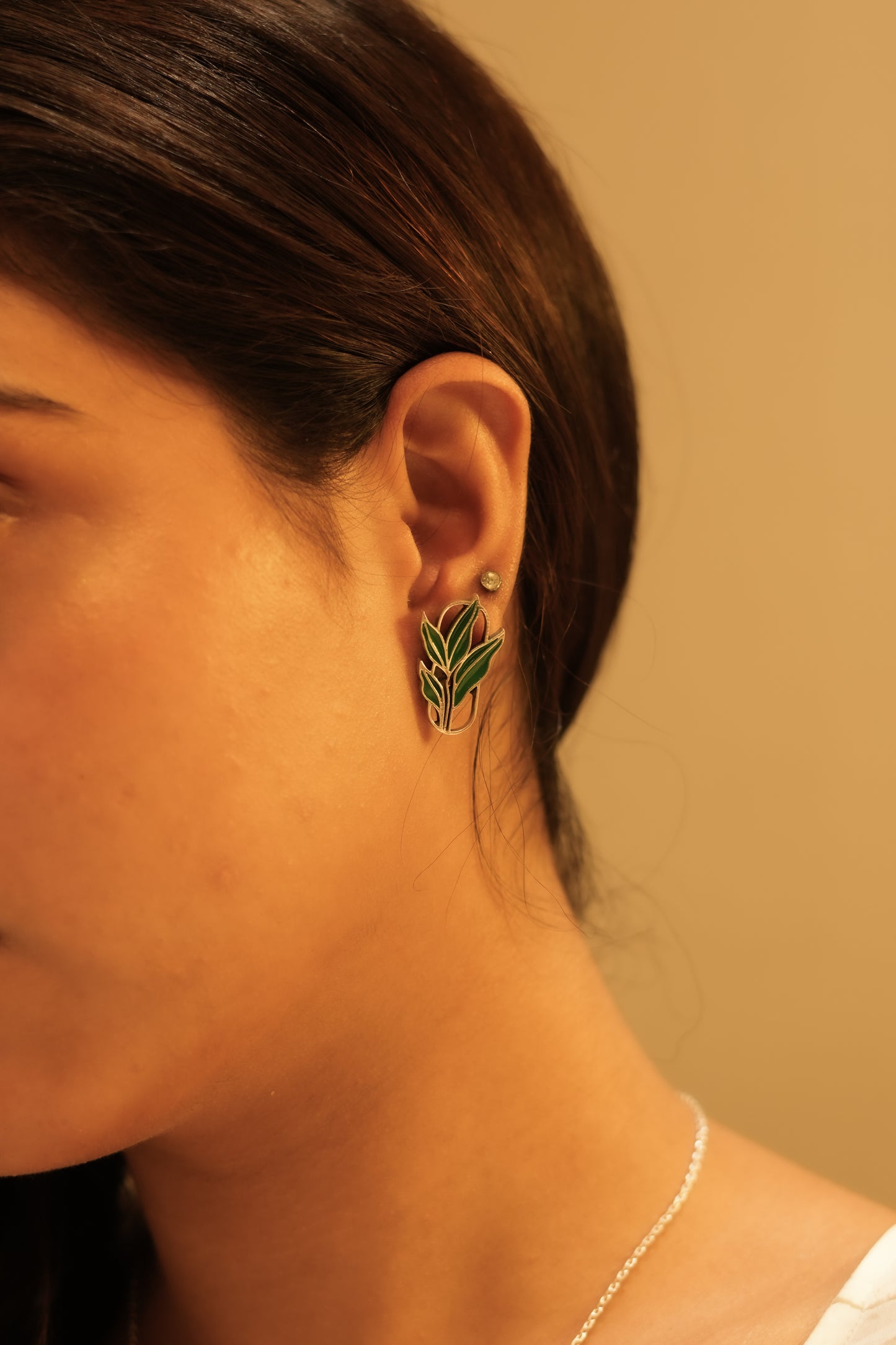 Aadhya Leaf Enamel Earring