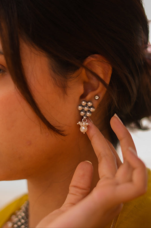 Virasat Floral Pearl Drop Earring