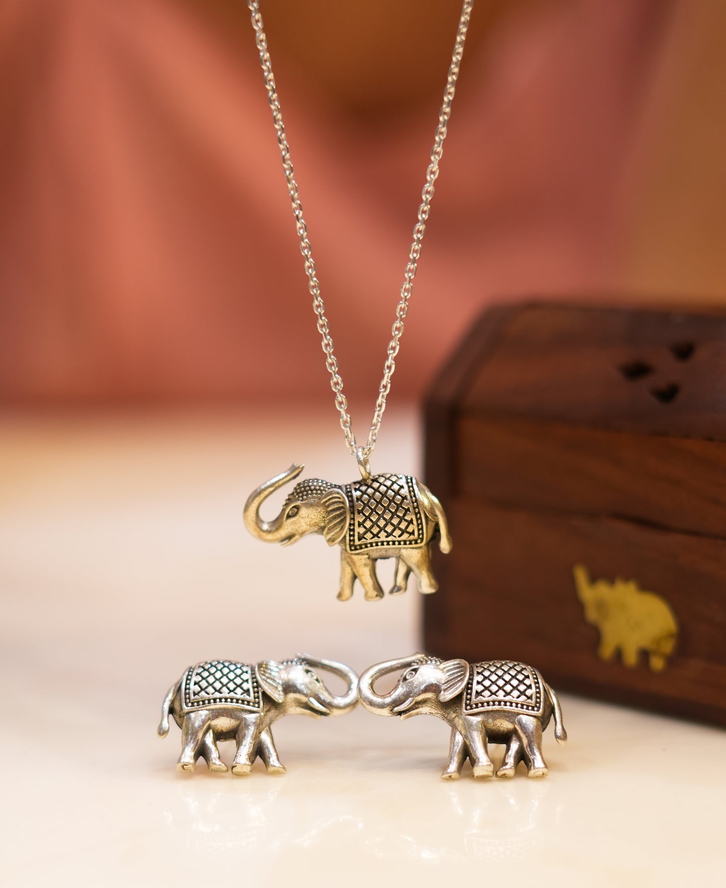 Aadhya Haathi Carved Necklace Set