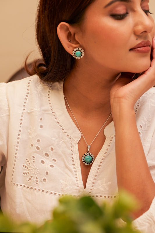 Aadhya Jadau Turquoise Necklace Set