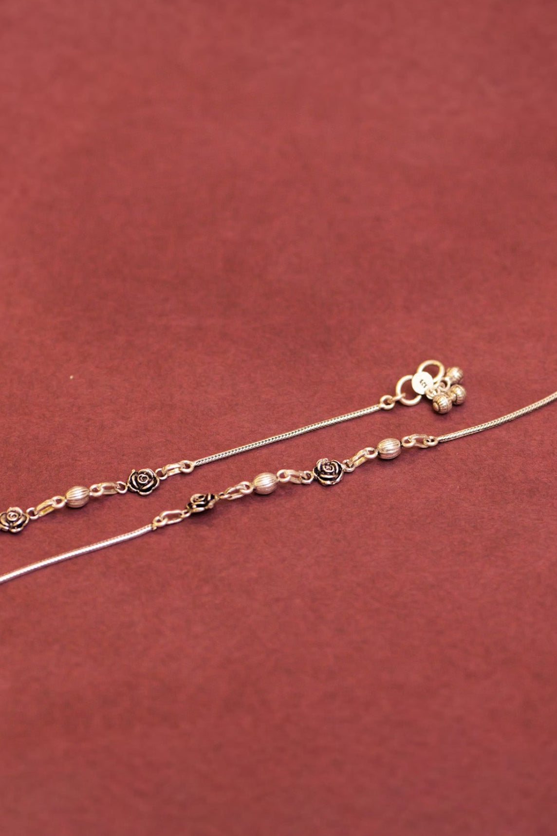 Anokhi Double Rose Flower Chain Anklet Pair