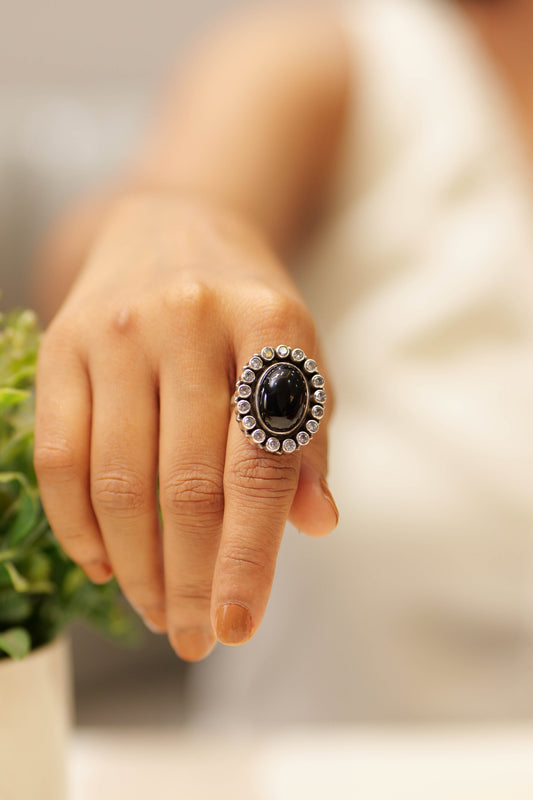 Timeless Black Jadau Cocktail Ring
