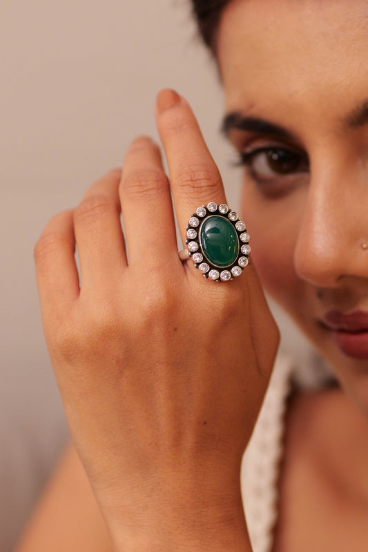 Timeless Green Jadau Cocktail Ring