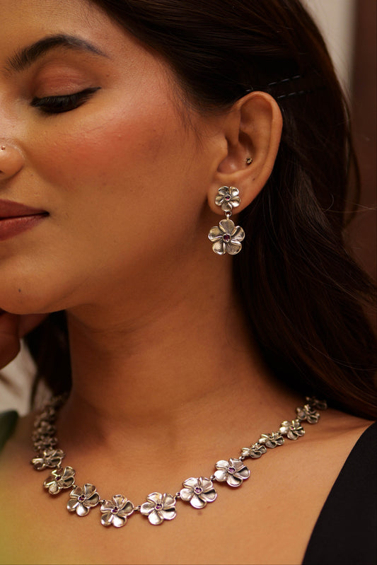 Aadhya Classic Floral Charm Necklace Set