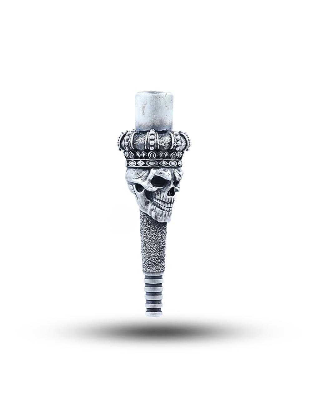 Majestic Crown Skull Silver Hookah Mouth Tip Pipe
