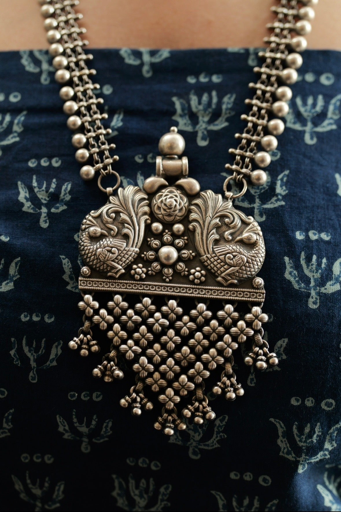 Anaya Peacock Floral Statement Necklace