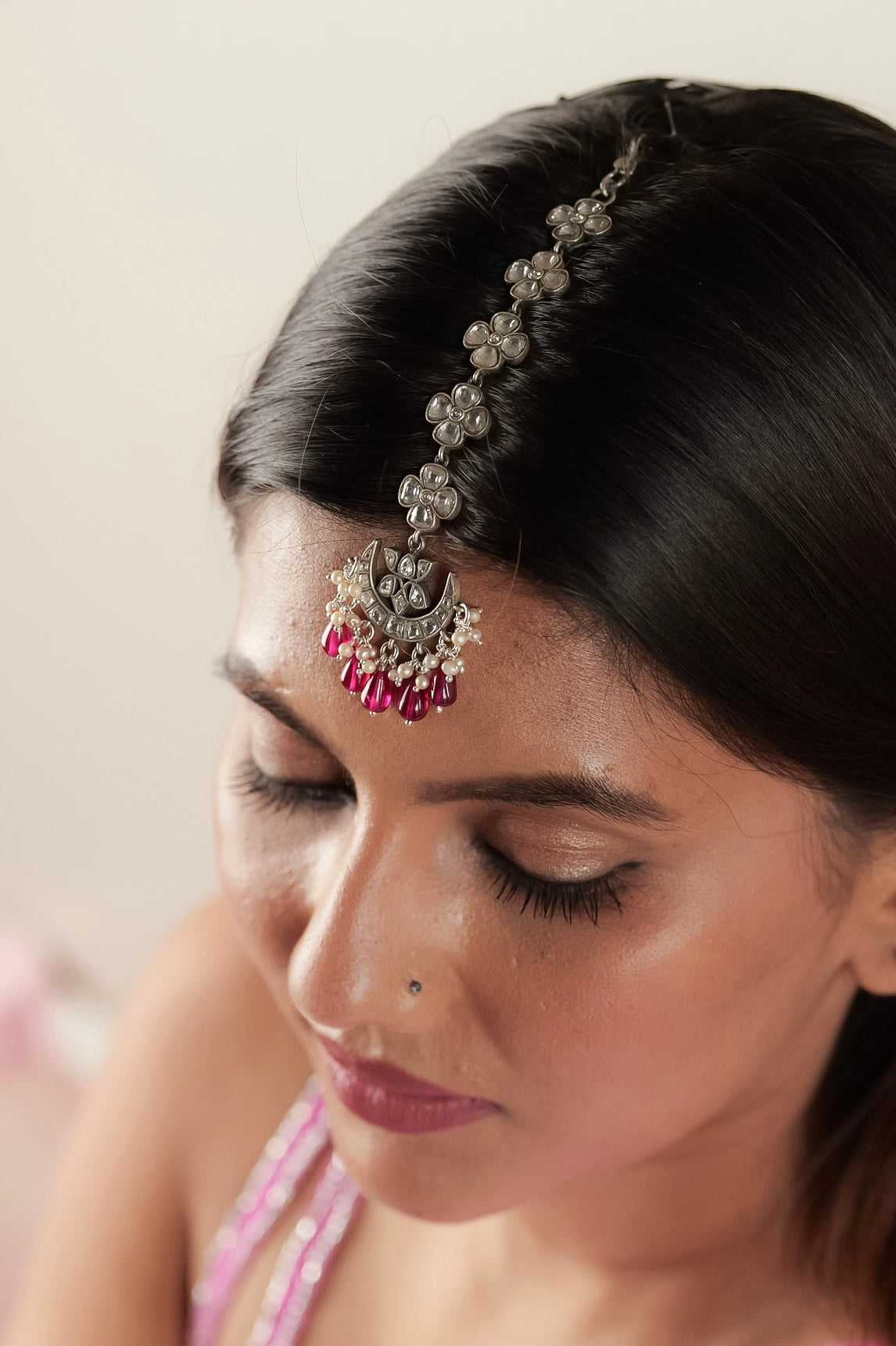 Ruby Celestial Kundan Chaandphool Maangtika