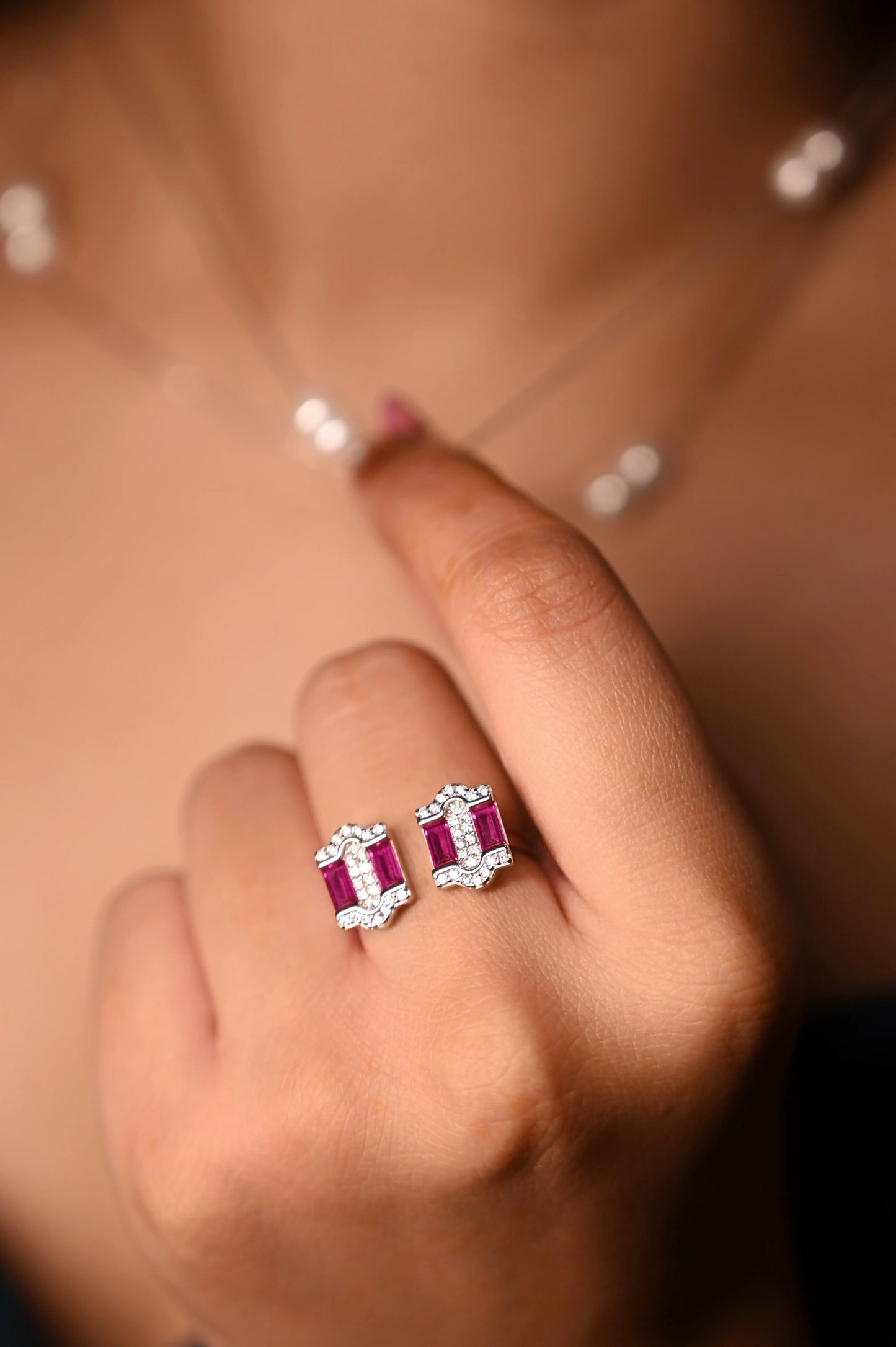 Silver Ruby Glint Ring