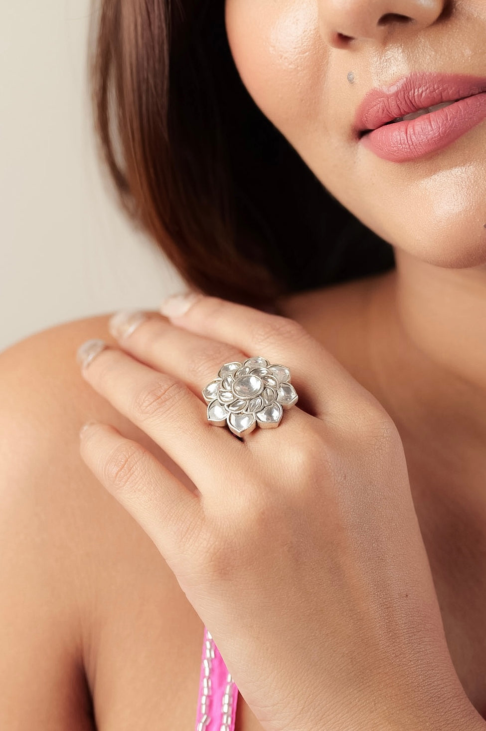 Chandni Kundan Floral Ring
