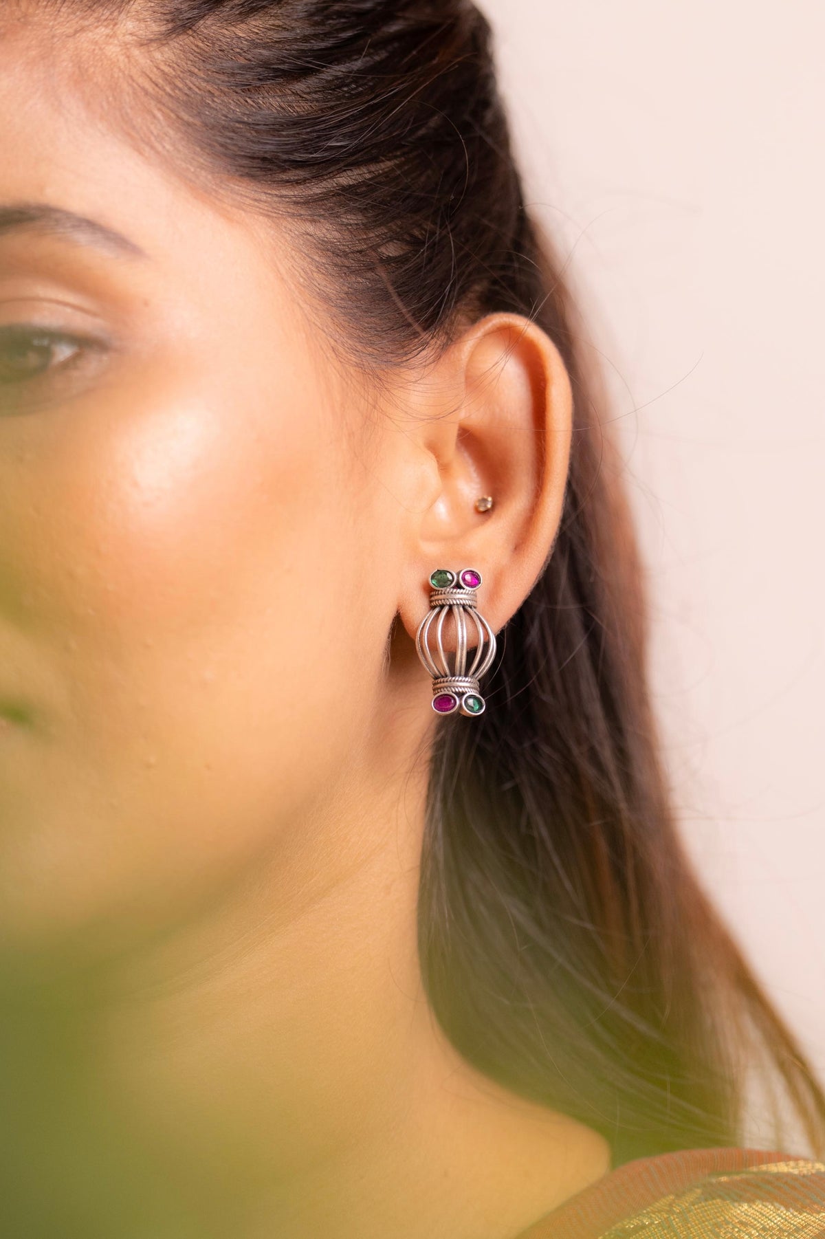 Anokhi Dual Stone Cage Studs