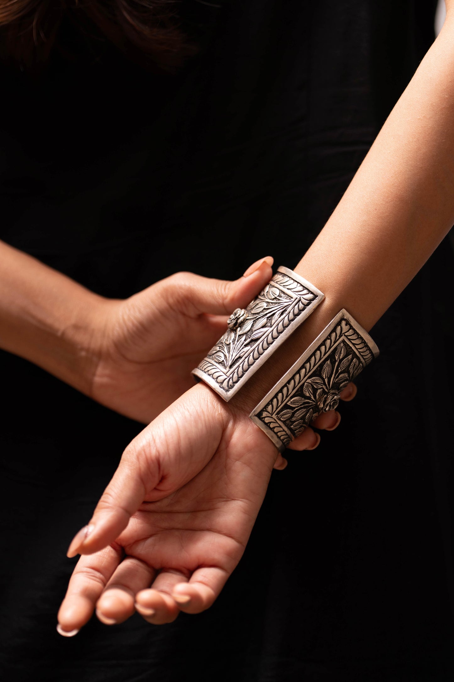 Anokhi Chitai Floral Motif Statement Handcuff