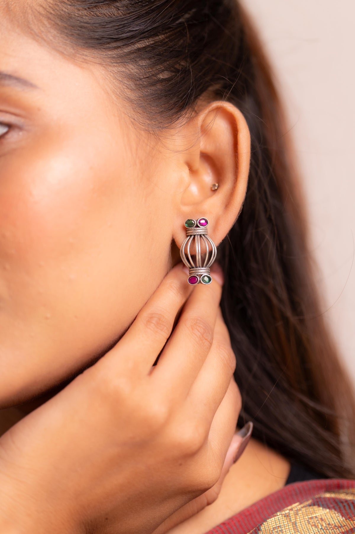 Anokhi Dual Stone Cage Studs