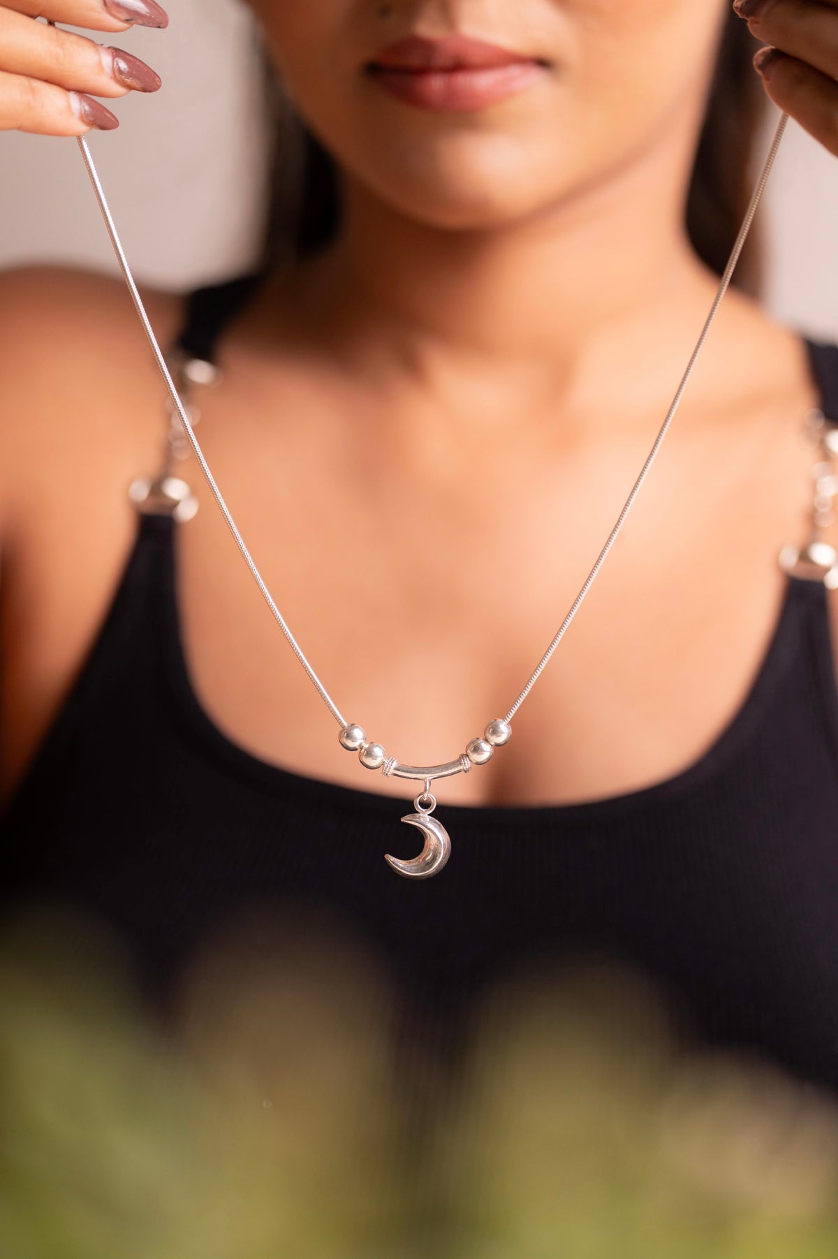 Celestial Crescent Drop Necklace