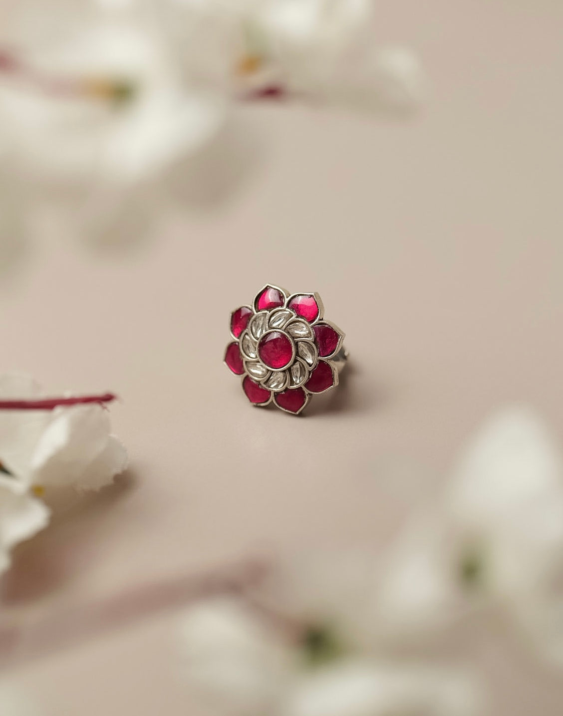 Ruhani Ruby Floral Ring