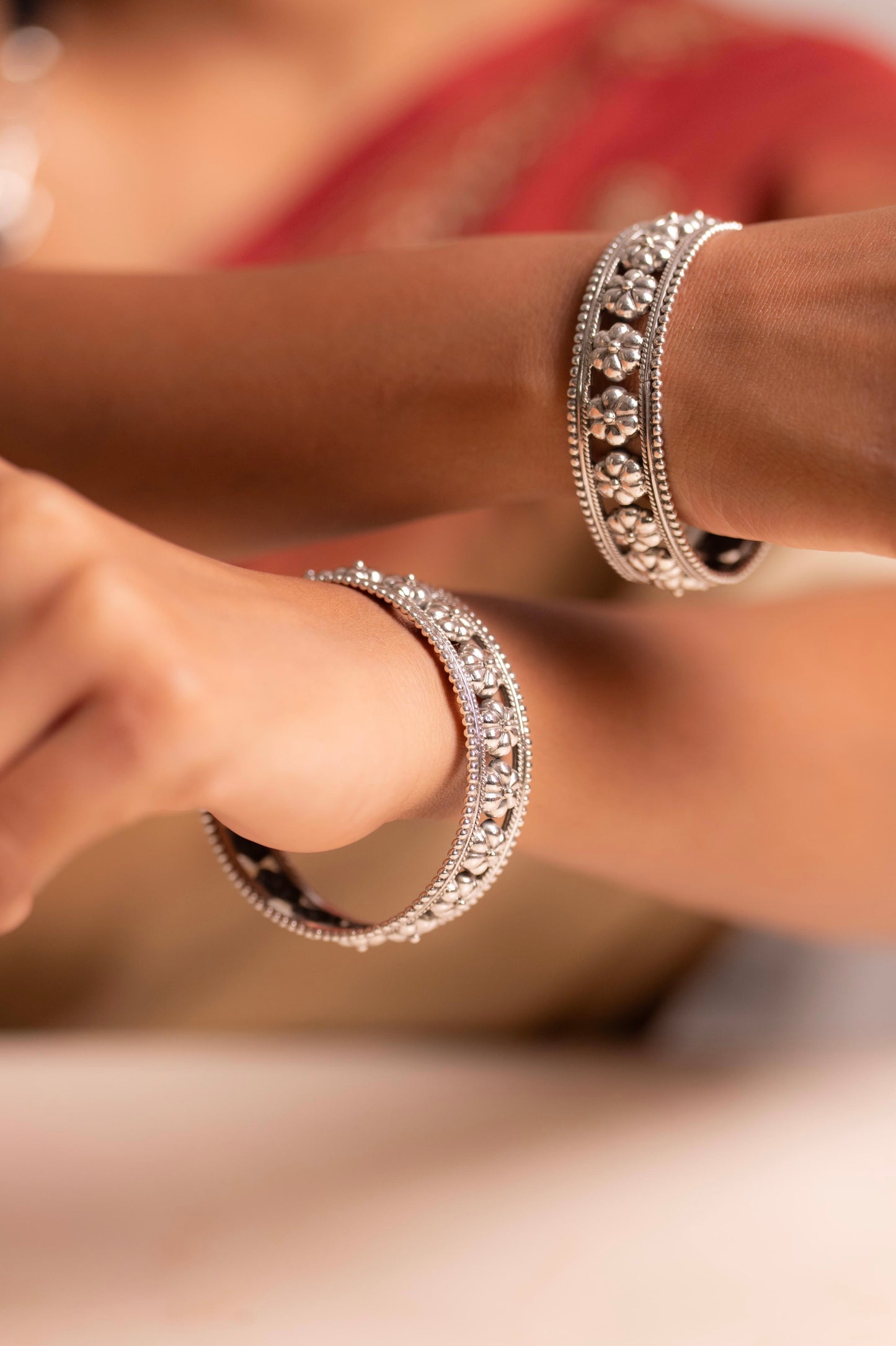 Anokhi Floral Motif Carved Bangle