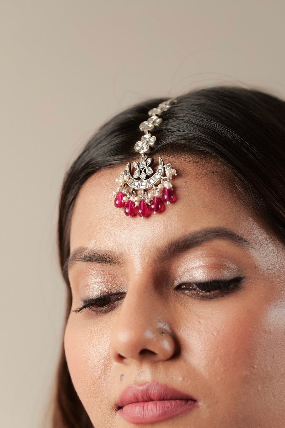 Ruby Celestial Kundan Chaandphool Maangtika