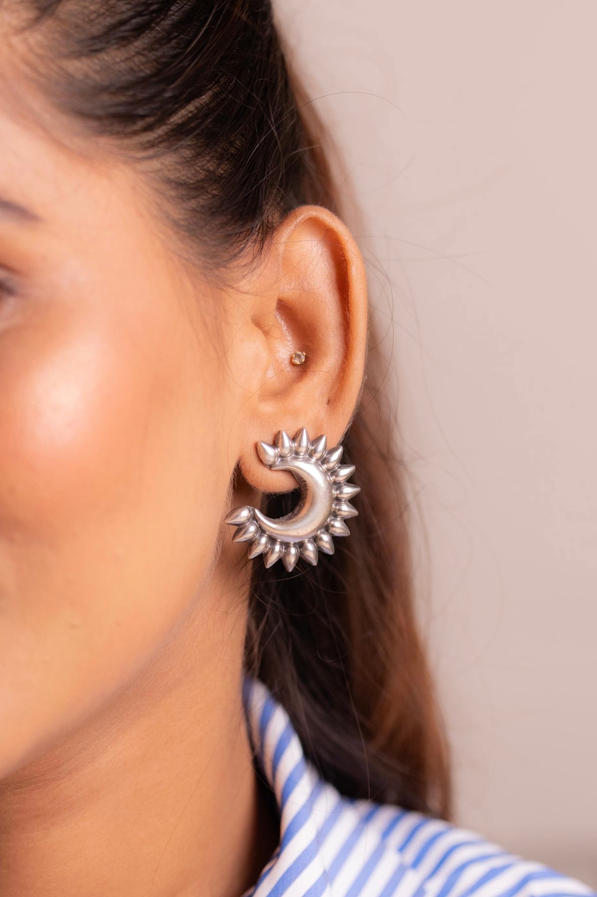 Aadhya Sunray Crescent Studs