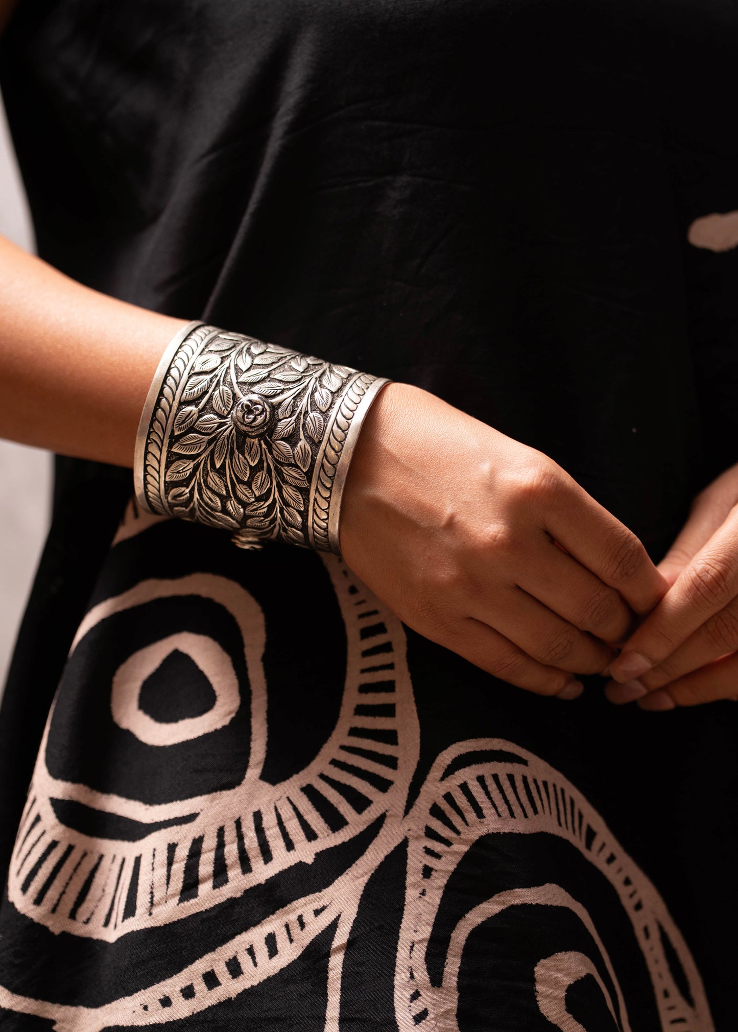 Anokhi Chitai Floral Motif Statement Handcuff