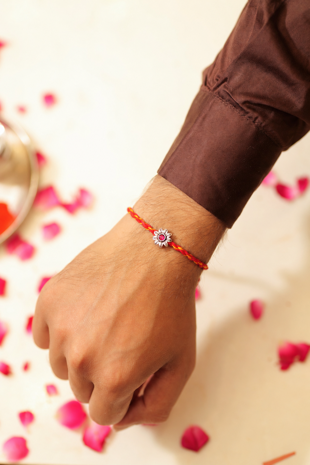 Aadhya Pink Floral Rakhi