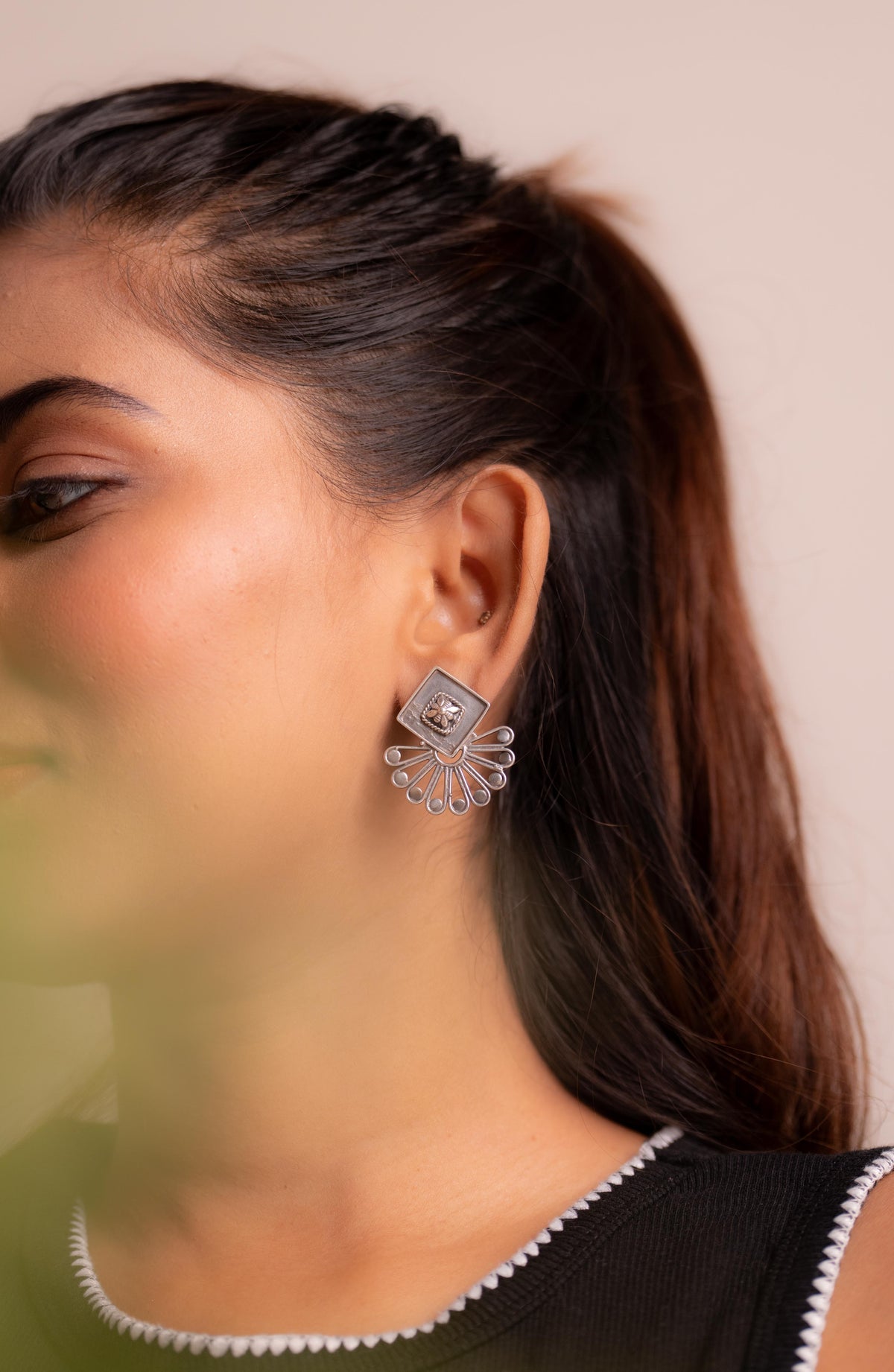 Anaya Square Sunray Drop Earrings