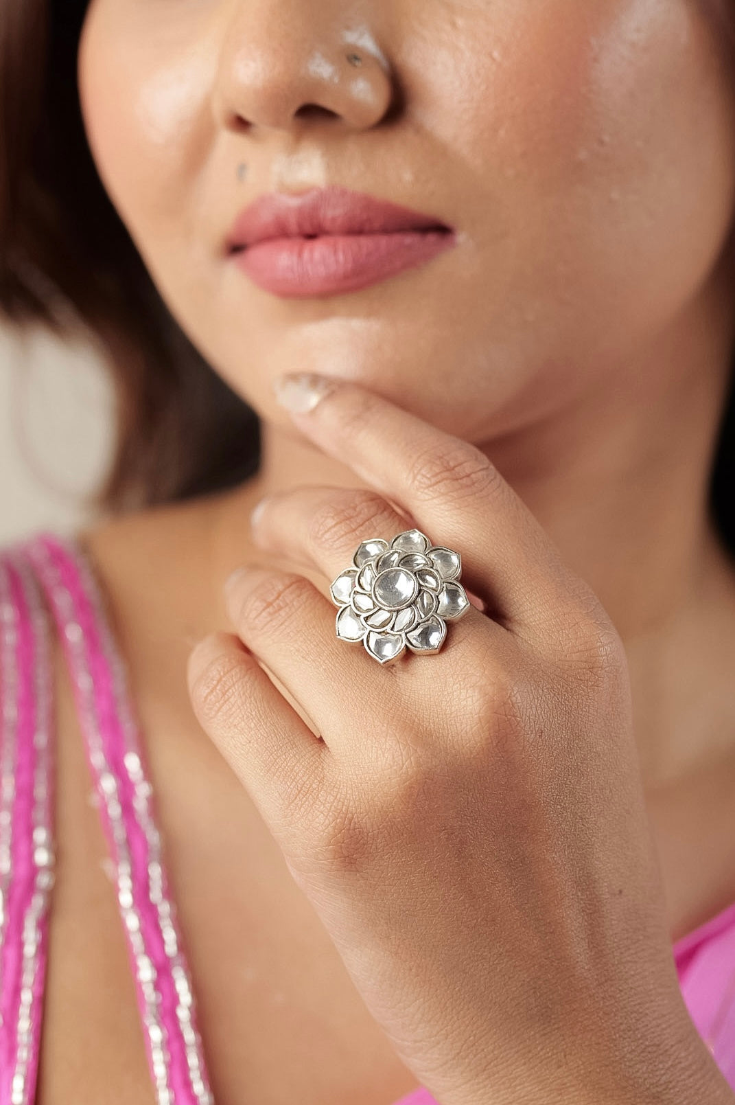 Chandni Kundan Floral Ring