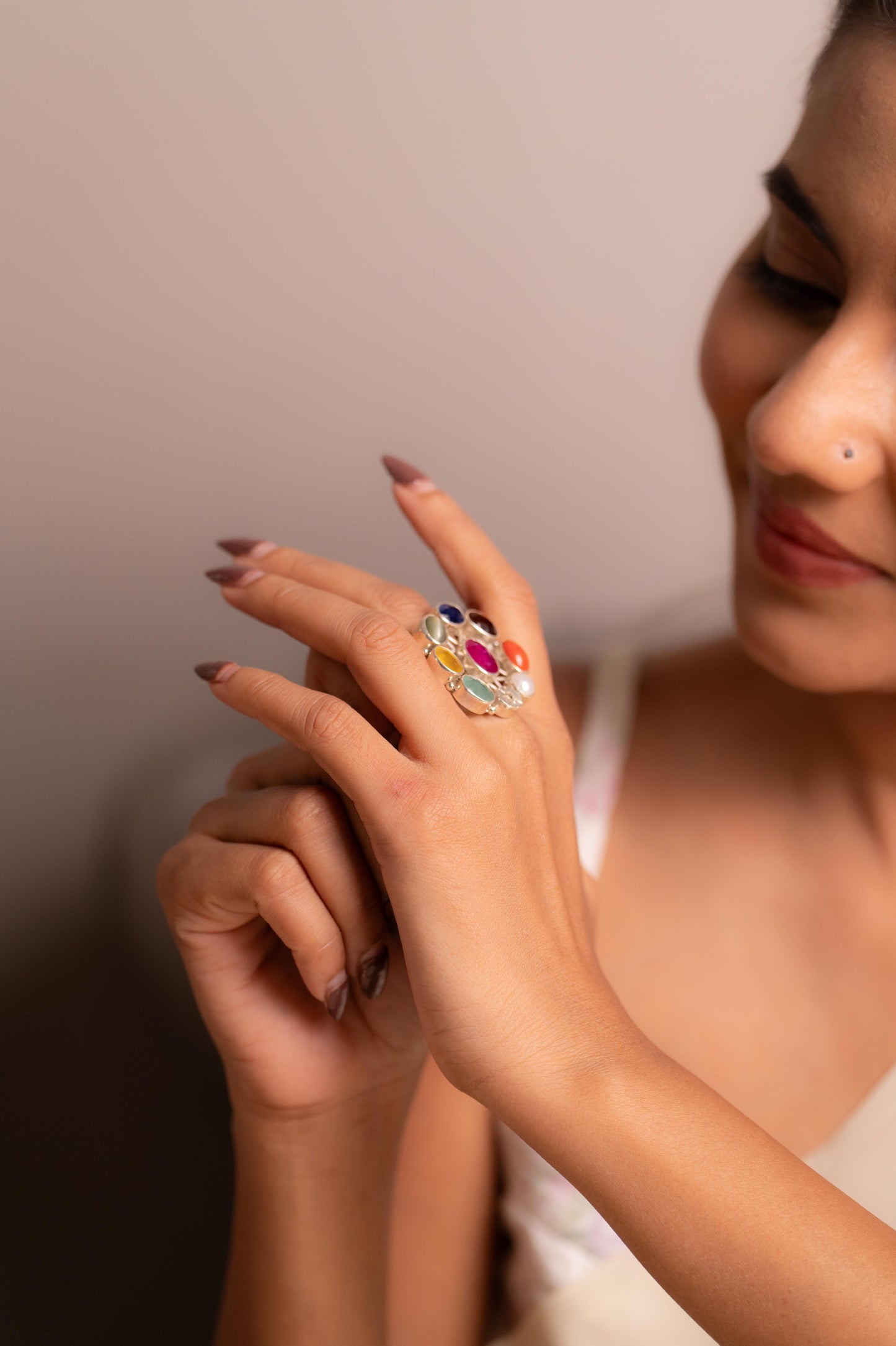 Navratna Statement Cocktail Ring