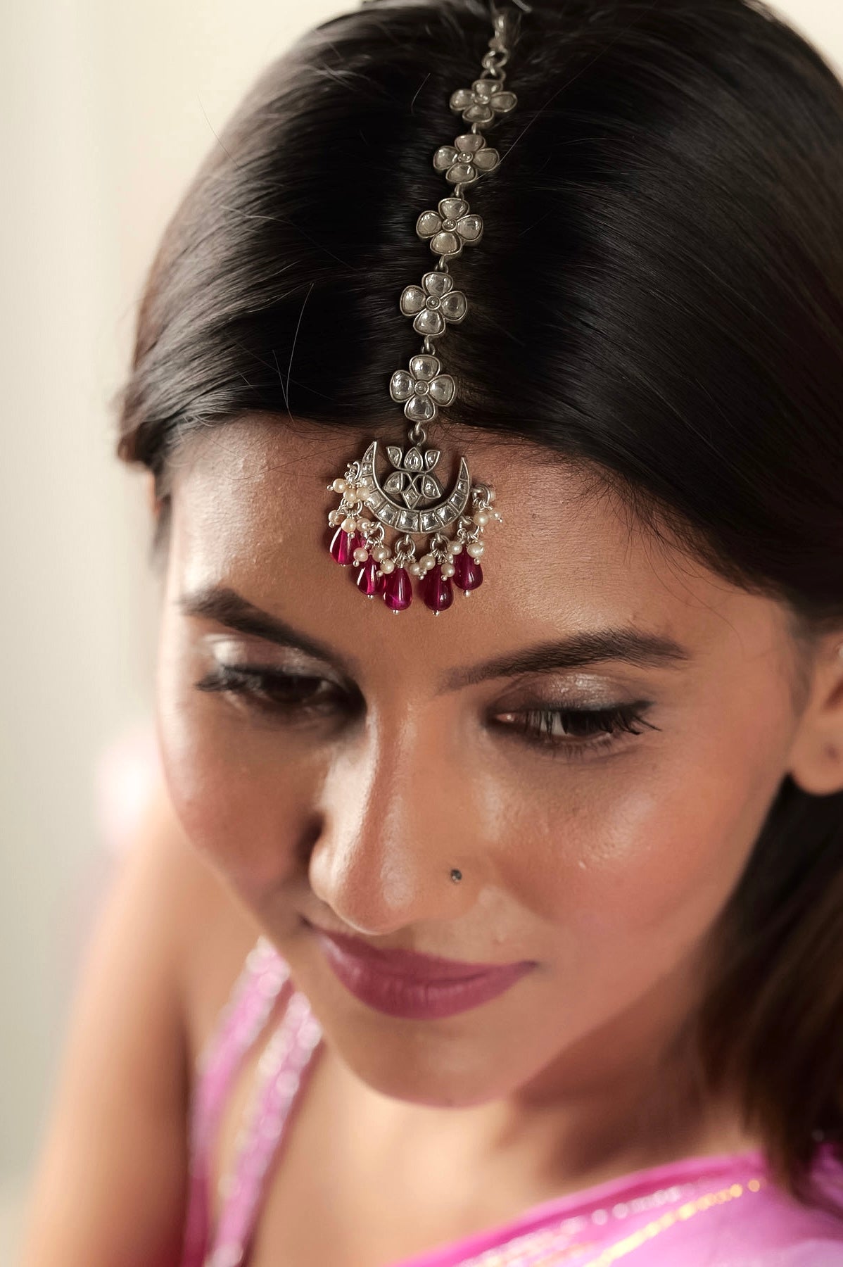 Ruby Celestial Kundan Chaandphool Maangtika