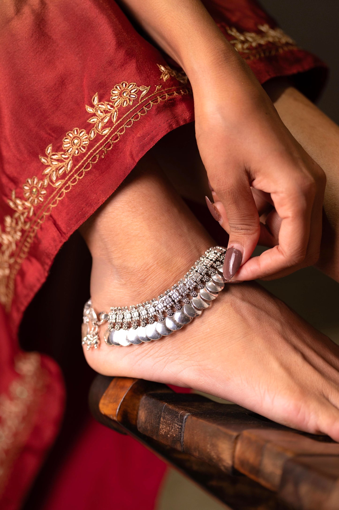 Anokhi Heritage Coin Motif Anklet Pair