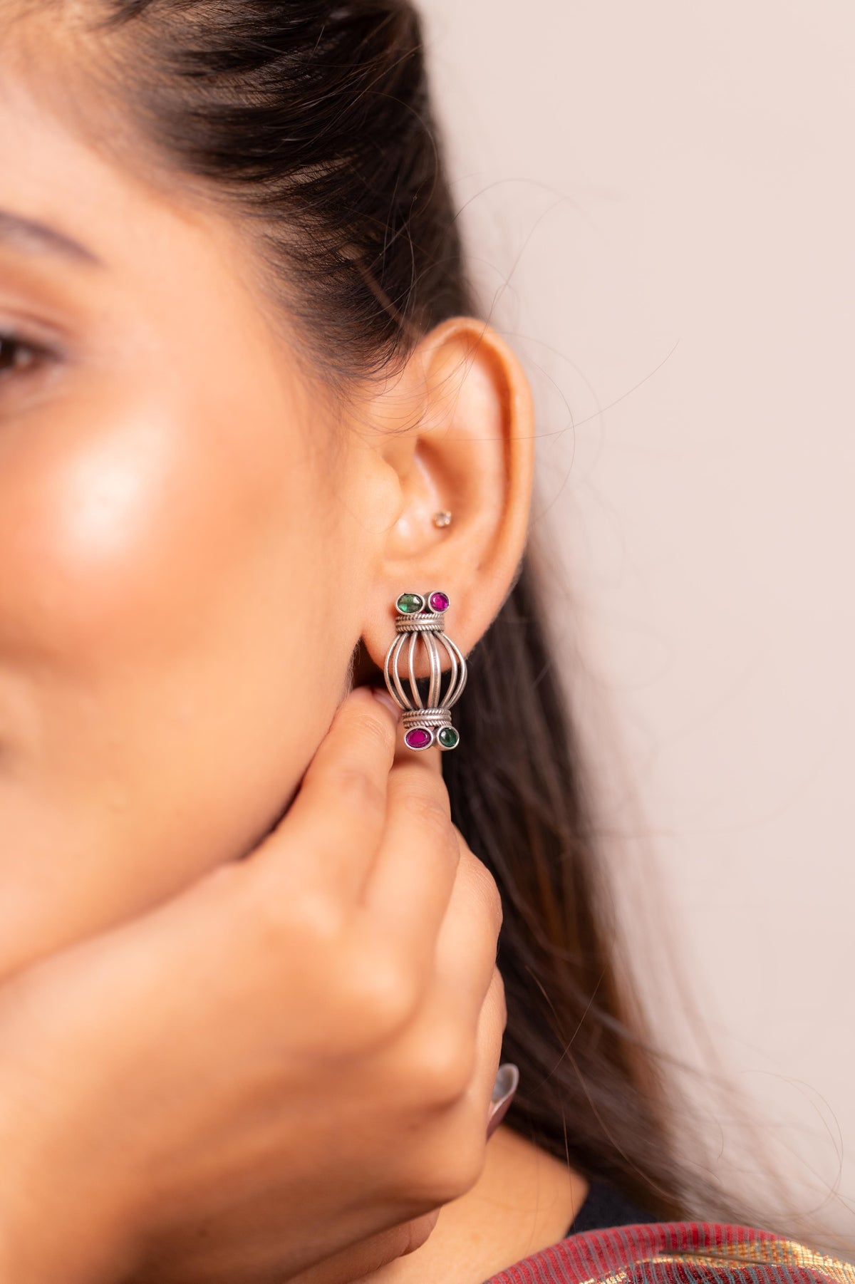 Anokhi Dual Stone Cage Studs