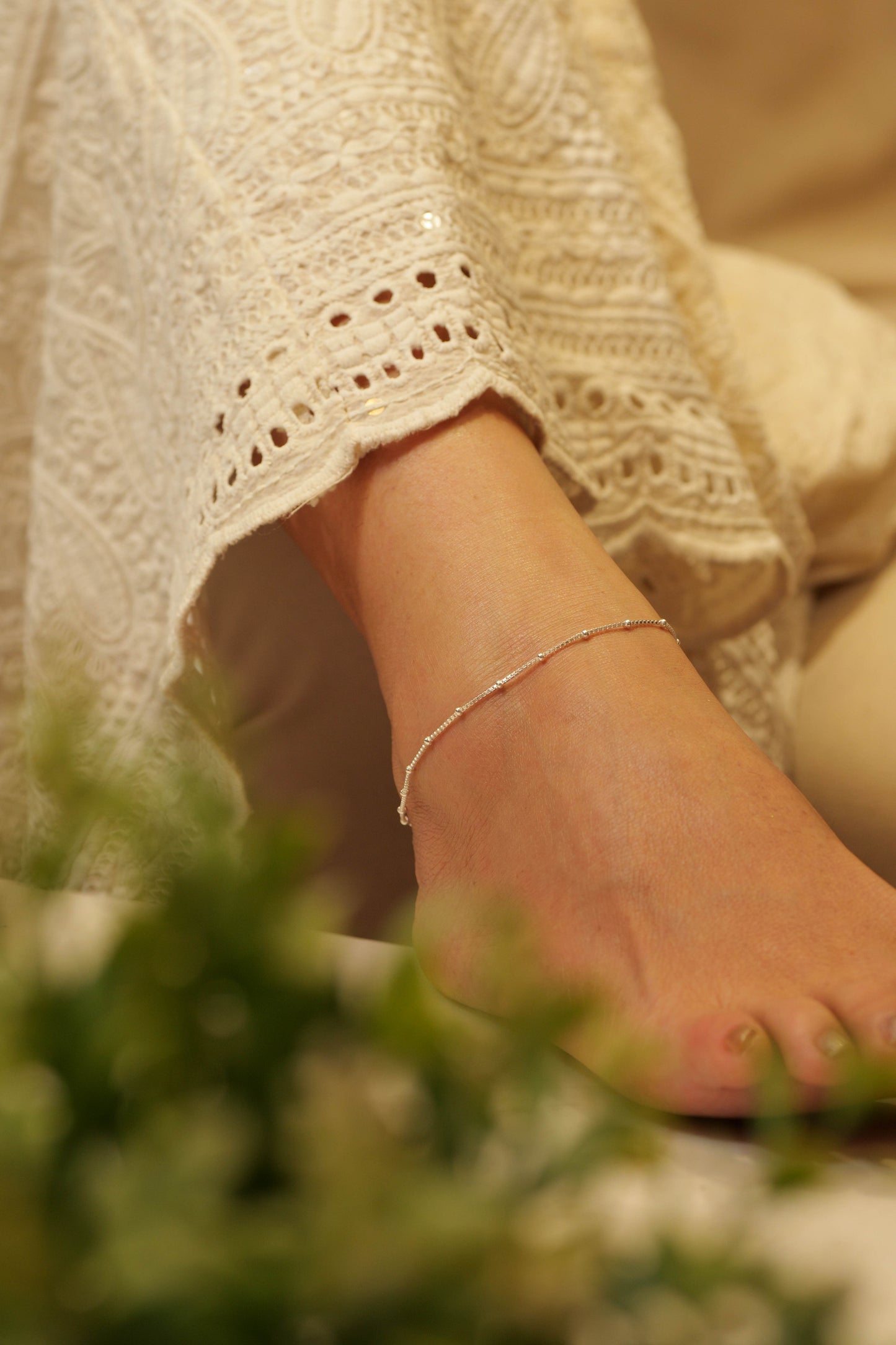 Anaya Intricate Bead Chain Anklet