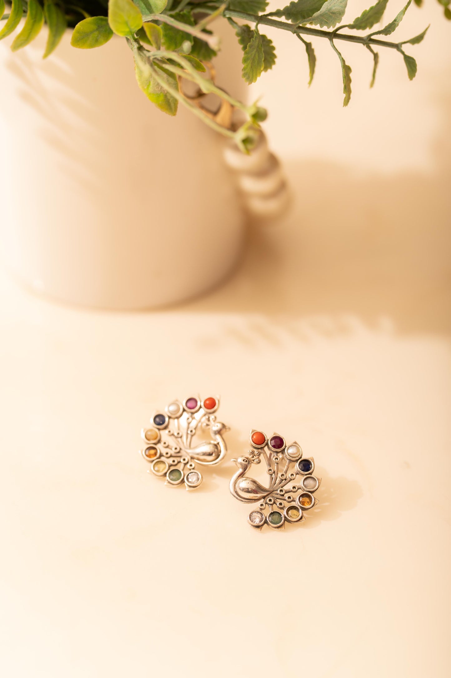 Mishi Navratan Peacock Bloom Stud