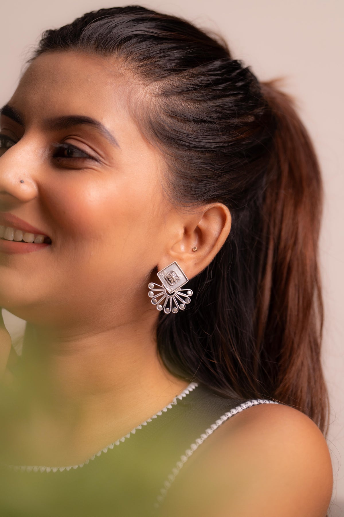 Anaya Square Sunray Drop Earrings
