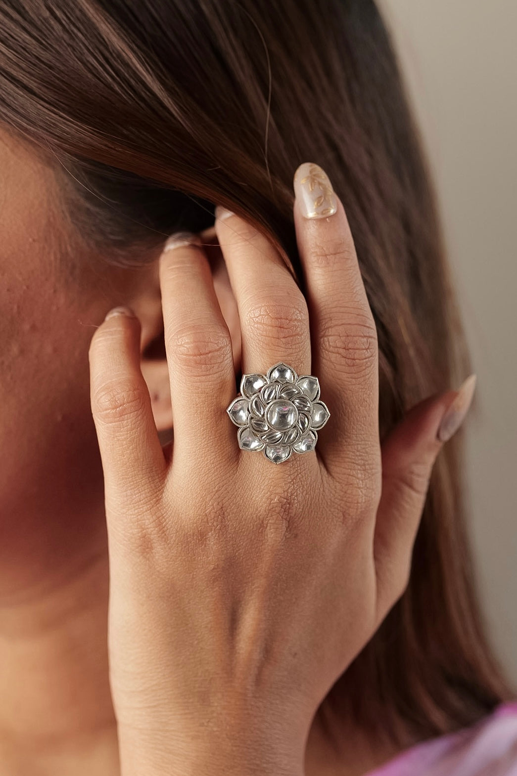 Chandni Kundan Floral Ring