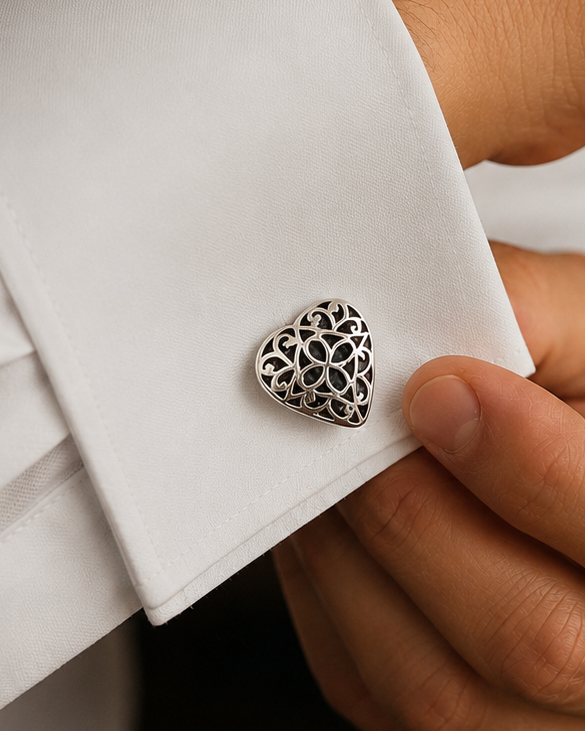 Anokhi Midnight Heart Cufflinks