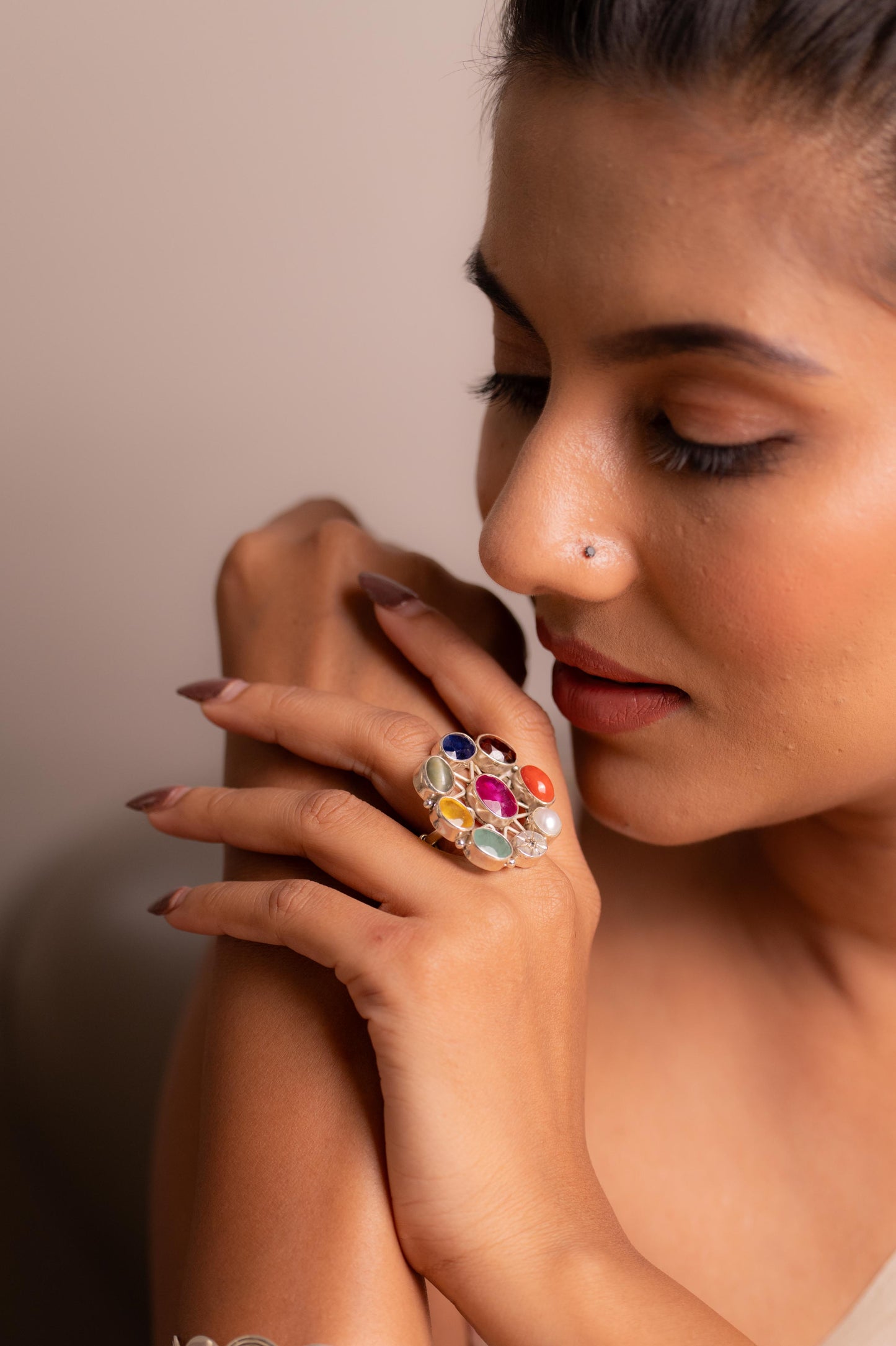 Navratna Statement Cocktail Ring