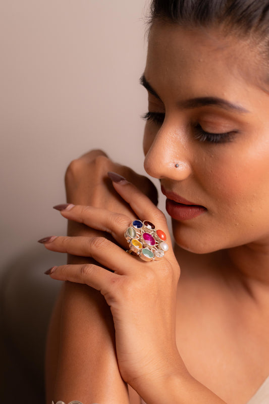 Navratna Statement Cocktail Ring