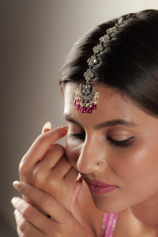 Ruby Celestial Kundan Chaandphool Maangtika