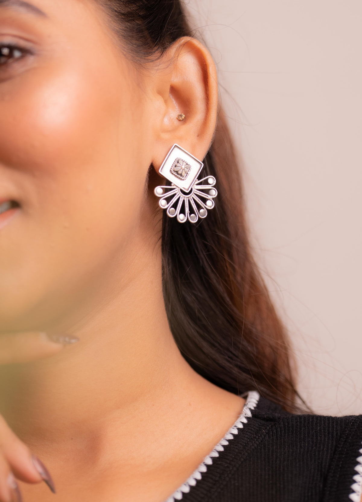 Anaya Square Sunray Drop Earrings