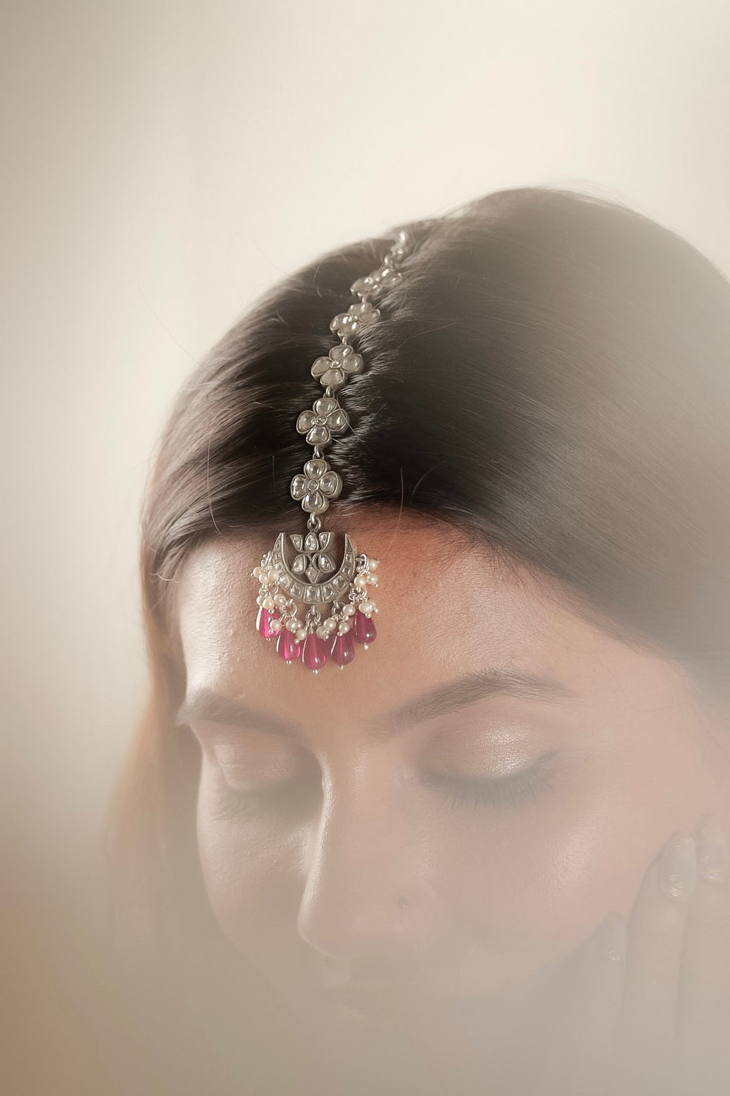 Ruby Celestial Kundan Chaandphool Maangtika
