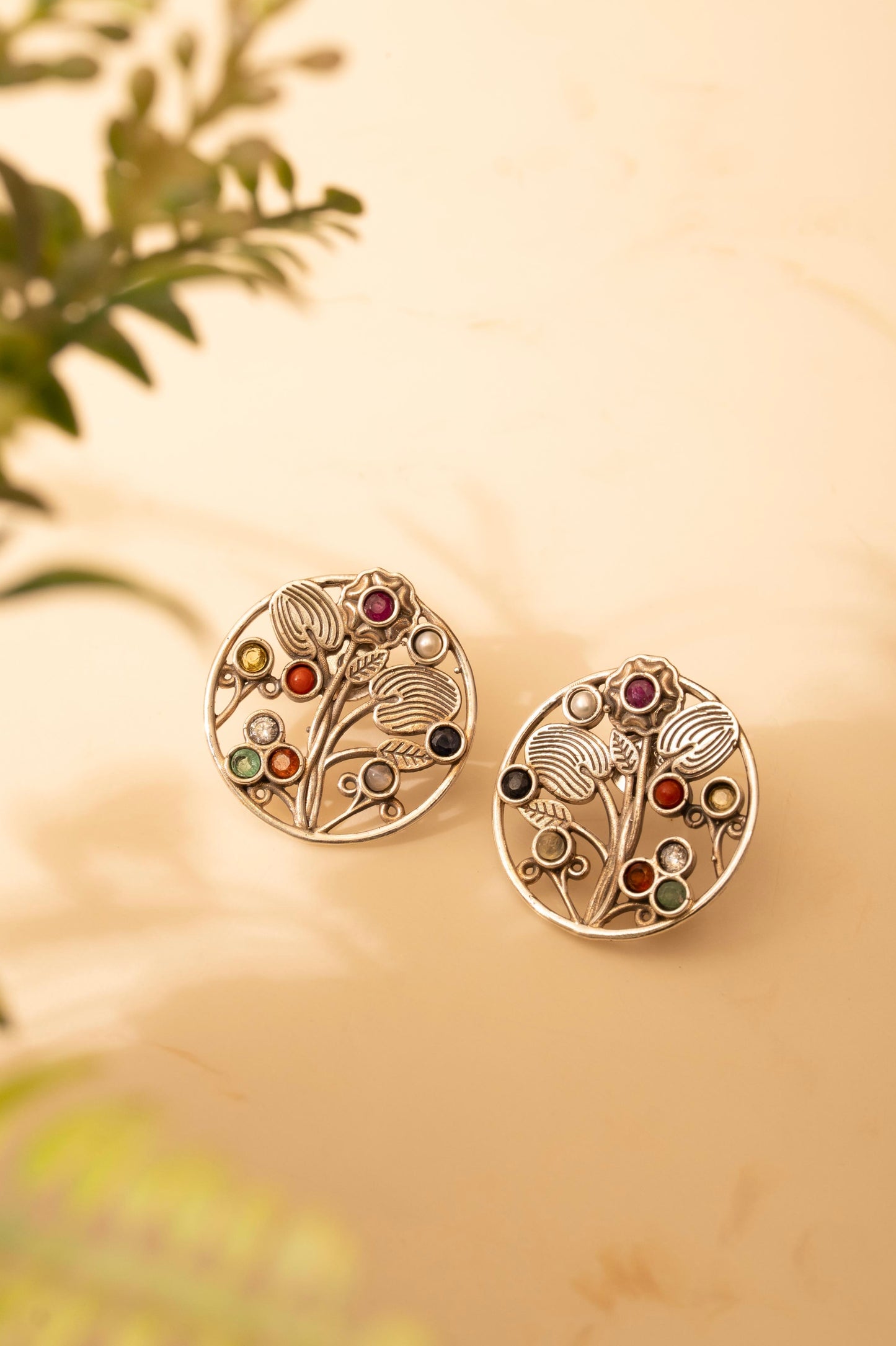 Mishi Navratan Floral Garden Earrings