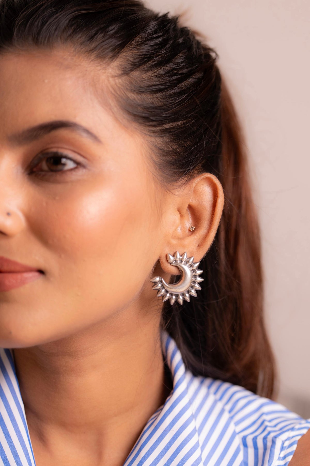 Aadhya Sunray Crescent Studs
