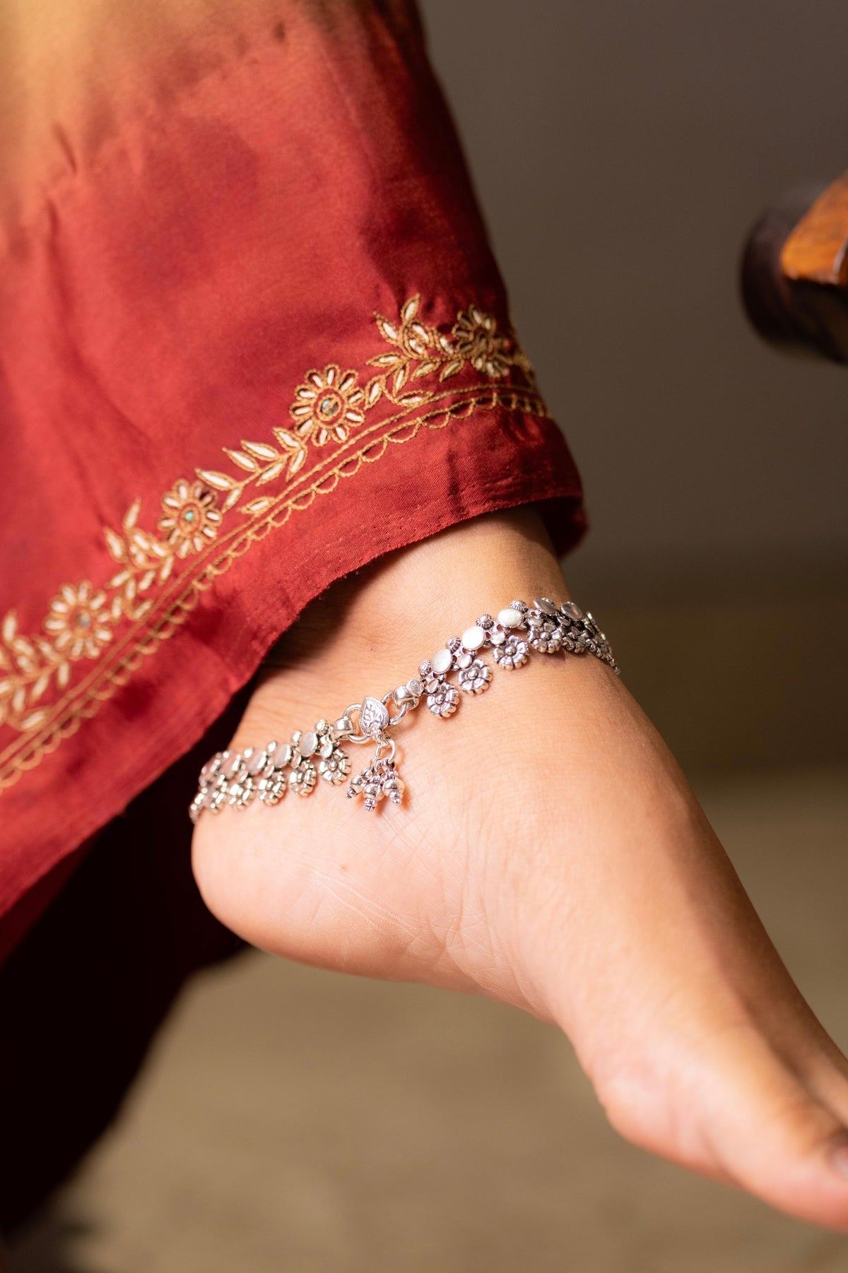 Aadhya Gulbahar Floral Anklet Pair