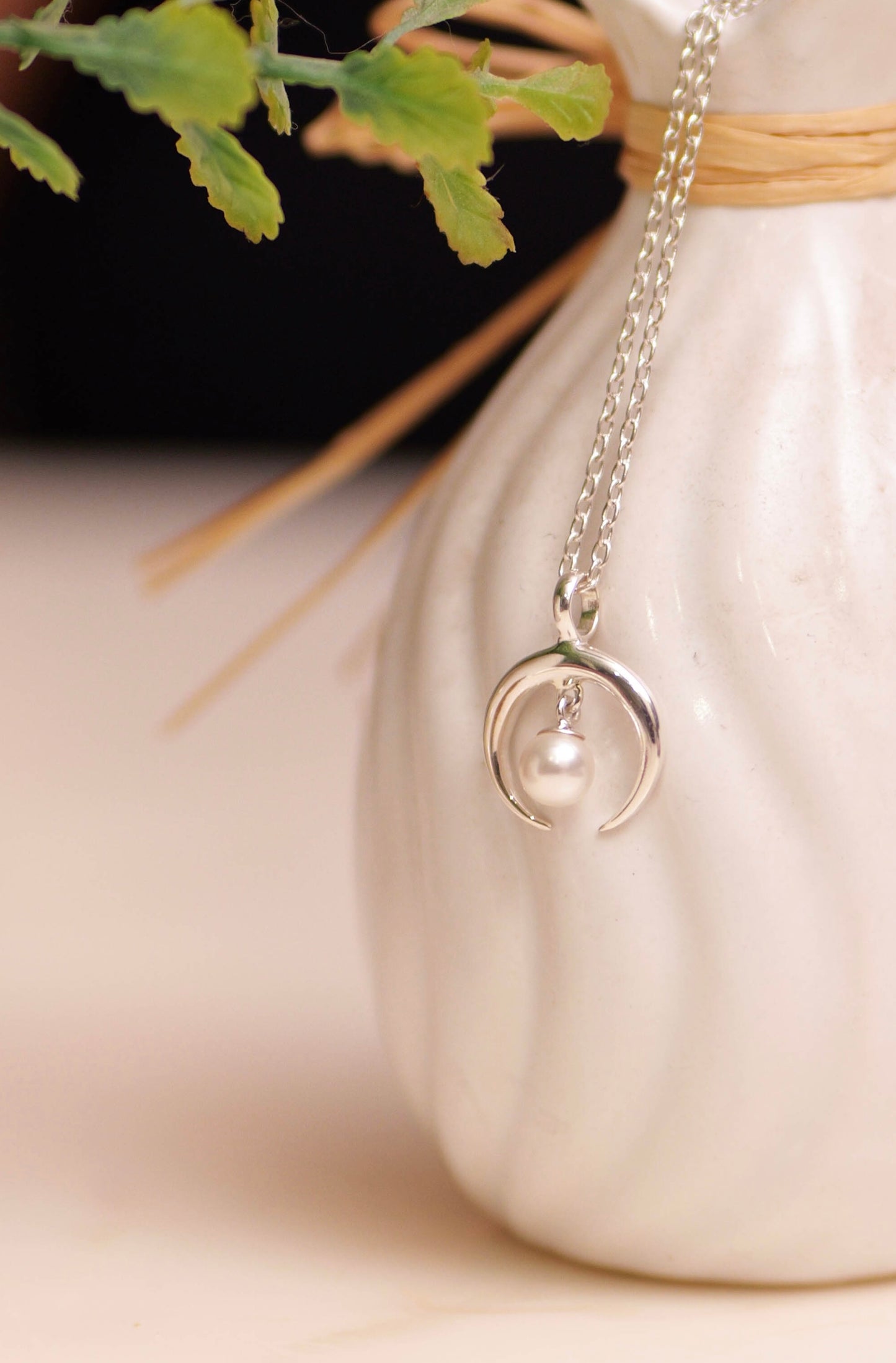 Aadhya Pearl Crescent Pendant
