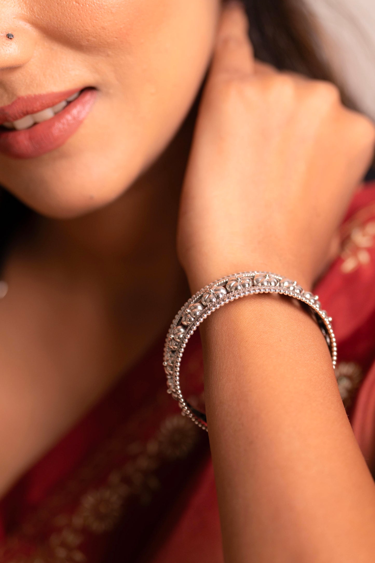 Anokhi Floral Motif Carved Bangle