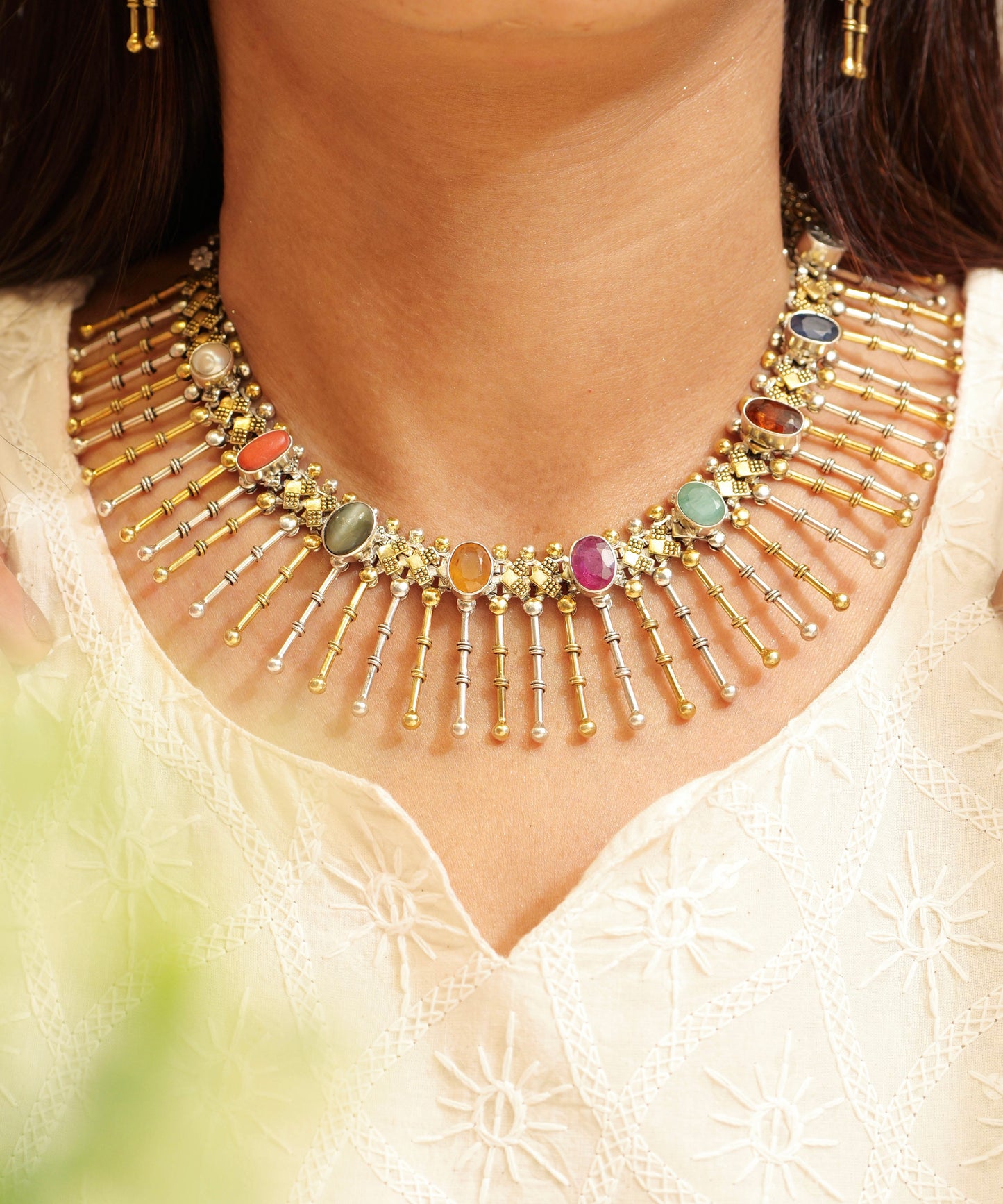 Anokhi Navratan Noor Fringe Necklace