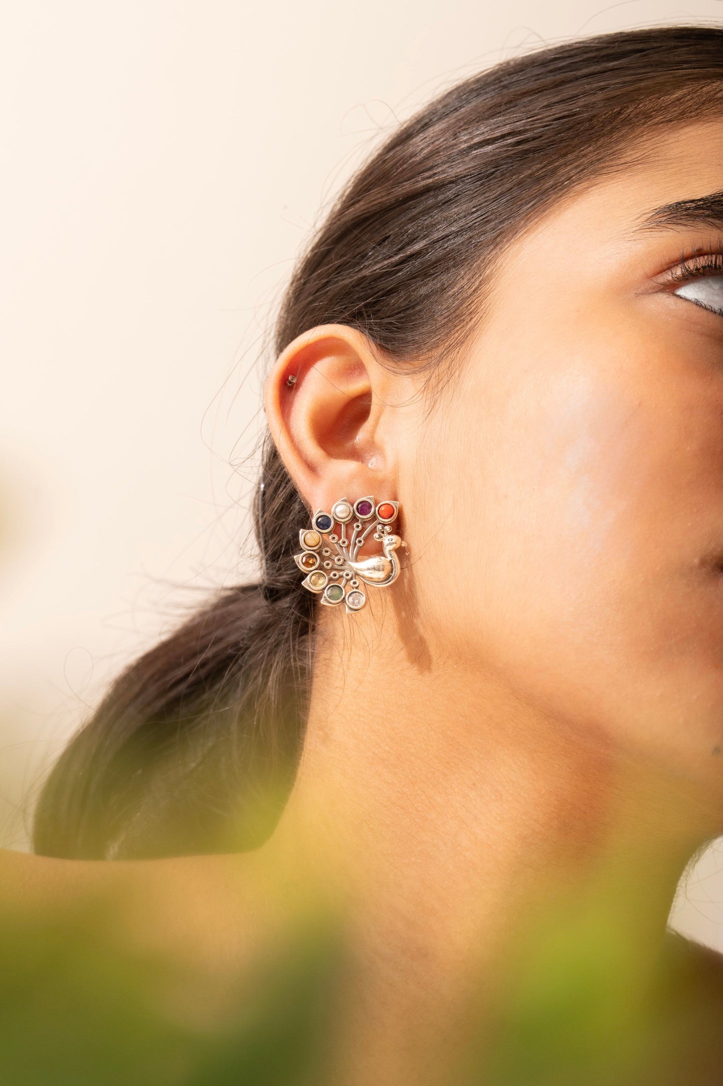 Mishi Navratan Peacock Bloom Stud