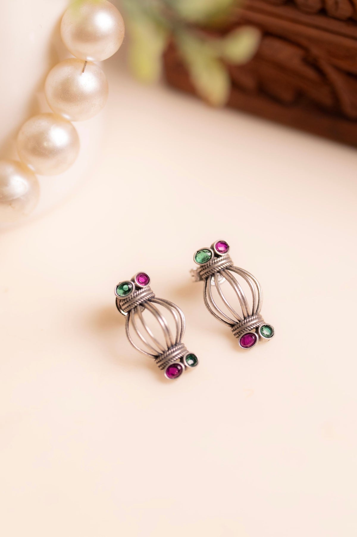 Anokhi Dual Stone Cage Studs